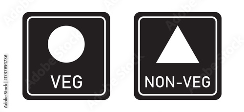 Veg Non-veg icons, Veg and non-veg symbol on white background. Vector Illustration. 