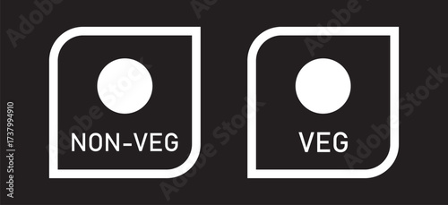 Veg Non-veg icons, Veg and non-veg symbol on white background. Vector Illustration. 