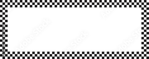 Black and white checkerboard frame isolated. Checkered pattern. Banner seamless chessboard, checkerboard texture. Wide checker background. Square checker texture
