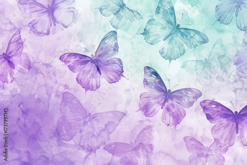 watercolor background with butterflies