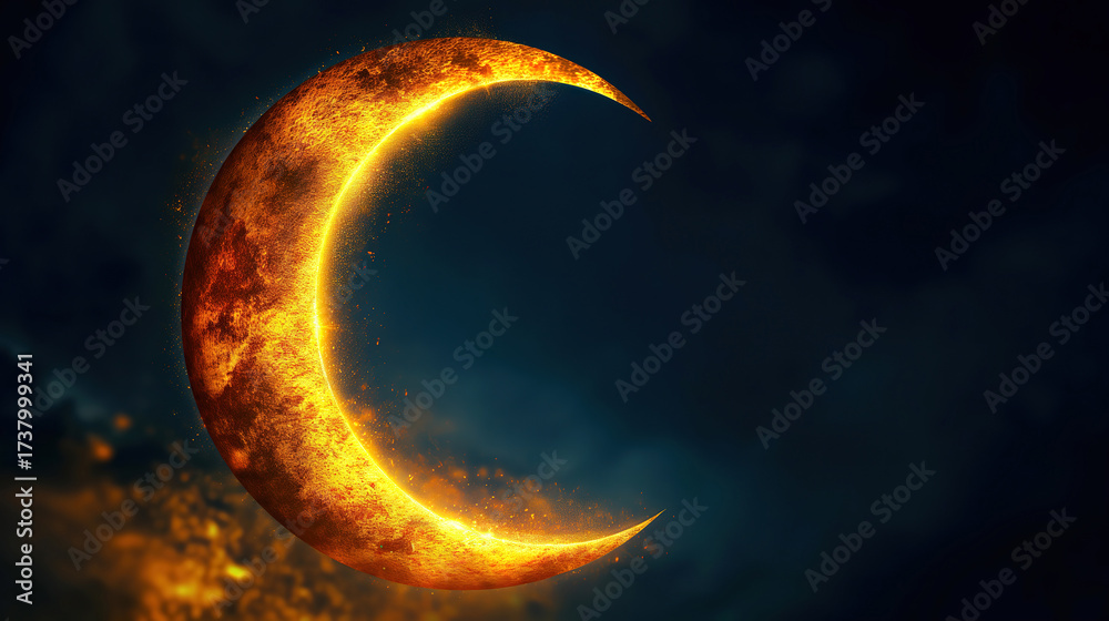 Fototapeta premium Islamic crescent moon icon in clean design