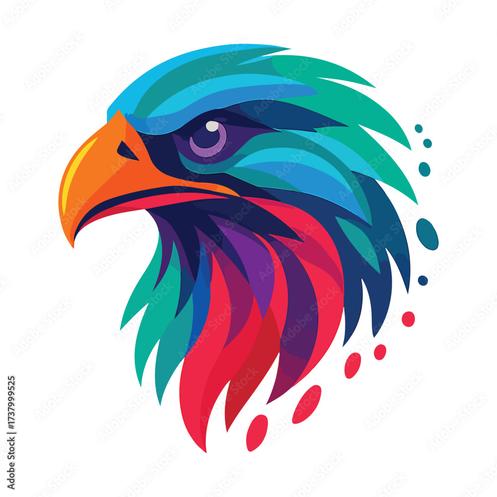 Obraz premium Colorful Eagle Head Modern Vector Illustration