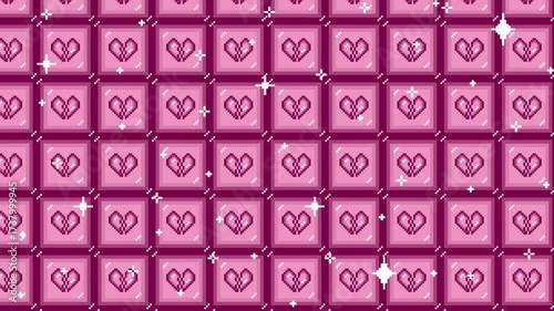 Pixel art tile broken heart icon Looping animated background. 1080P (1)