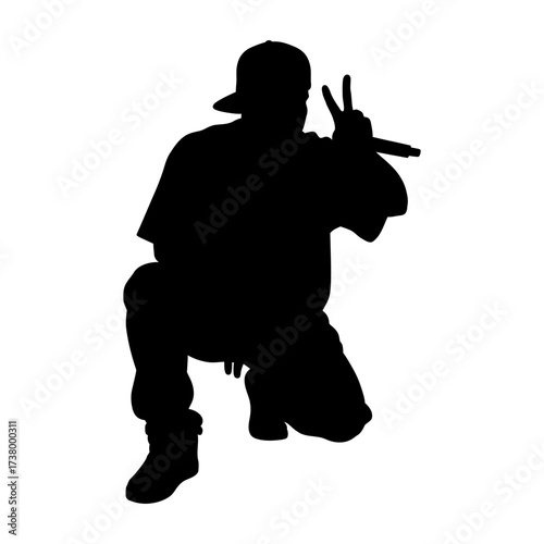 Rapper Man Silhouette Vector Illustration