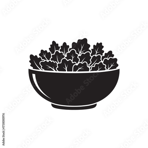 Thanksgivig Silhouette of a Bowl Filled with Fresh Lettuce Leaves Keywords: lettuce, salad, greens, vegetable, healthy, food, ingredient, bowl