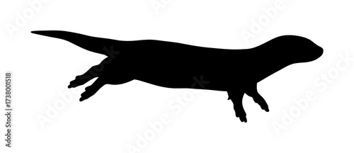 Otter Silhouette Swimming Pose Vector Illustration