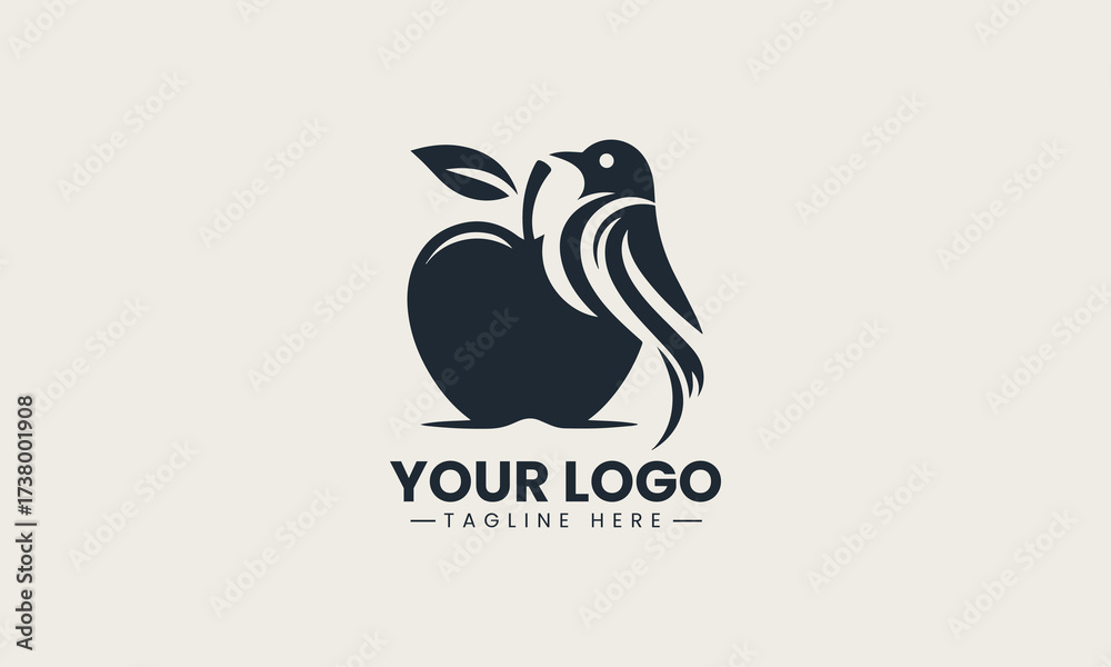 Fototapeta premium Apple Bird Logotype vector logo illustration