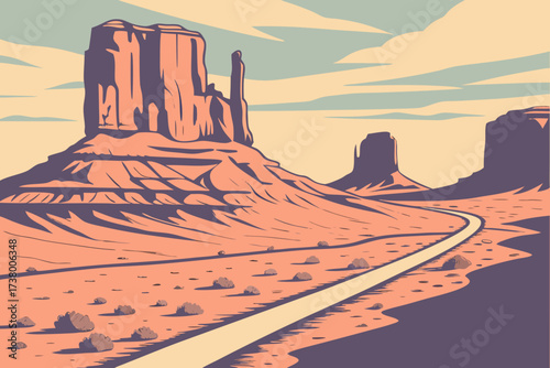 Monument Valley in Arizona, iconic sandstone buttes rising from desert floor