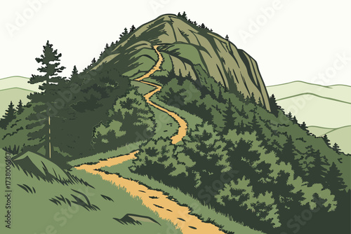 Mount Pisgah in North Carolina, rounded peak with forest trails and views of Appalachian ridges