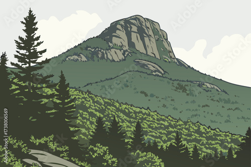 Mount Mansfield in Vermont, highest in the state, rocky ridgeline shaped like a reclining human profile