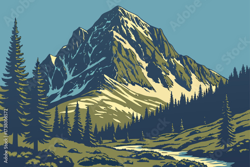 Mount Harvard in Colorado, tall granite peak framed by alpine meadows and deep blue sky