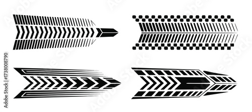 Racing cars and race car stripes set, angled checkered patterns, checkered flag, finish line, motocross labels, dynamic lines, motorsport, racing stripe speed
