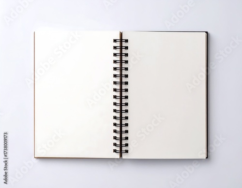 Open spiral-bound notebook on white background