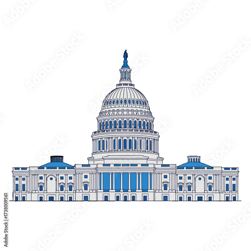 US Capitol Building Vector Illustration Government Landmark Washington DC