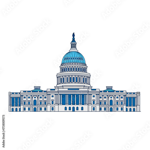 US Capitol Building Vector Illustration Government Landmark Washington DC