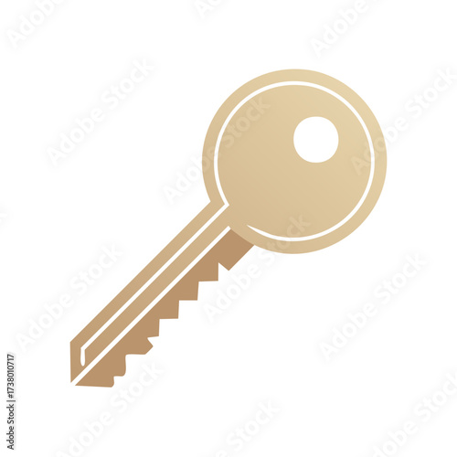 Vector illustration of a simple golden key icon symbol for access security and real estate