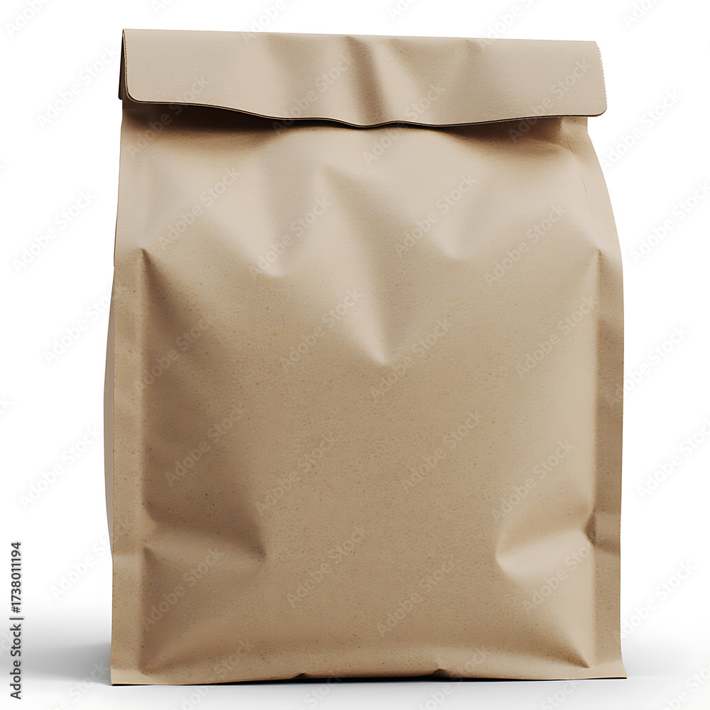 Obraz premium Brown kraft paper bag for packaging food or products 