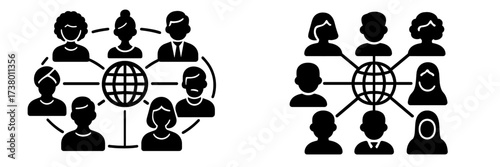 Various communication flows among diverse groups connecting around a global network