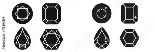 Unique geometric gemstone designs showcasing modern styles and shapes for creative projects