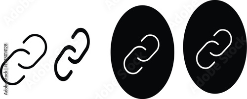 Link connection icon with a chain symbol representing a relationship a secure bond and a digital hyperlink for a website connection vector solid glyph icon