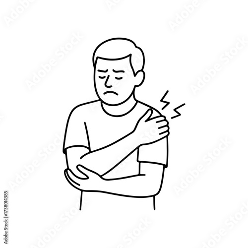 line icon person has elbow pain vector on a white background
Vector line icon on a white background