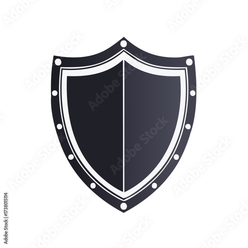 Shield icon with rim and rivets as metaphor for protection and security