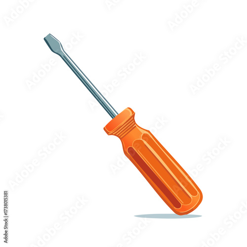 Orange handled flathead screwdriver for home improvement and repair work