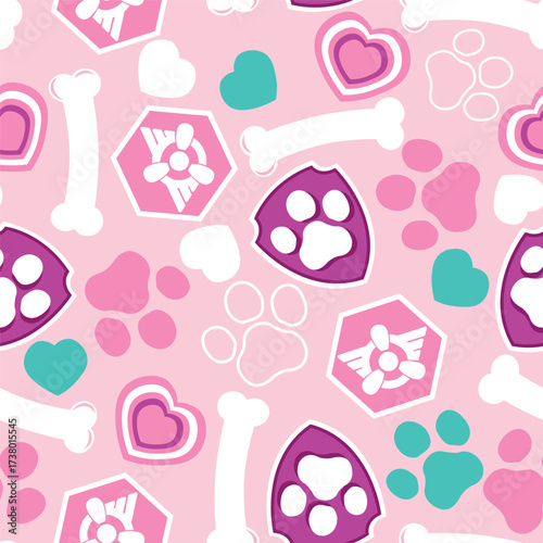 Pink Paw and Bone Pattern – Cute Dog Print