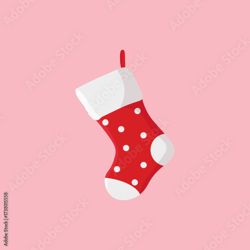 christmas sock polka dot on a red background