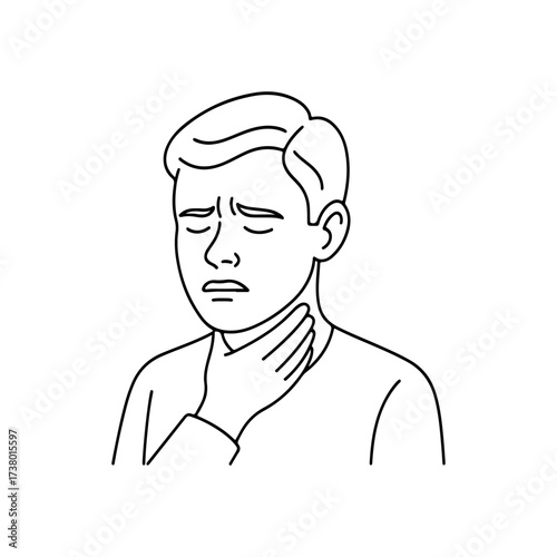 line icon person holding his throat vector on a white background
Vector line icon on a white background