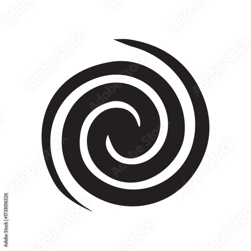 Abstract spiral vortex icon — minimal monochrome swirl logo element
