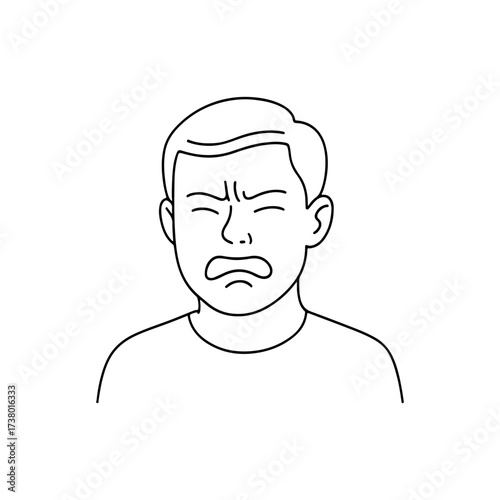 line icon person makes a grimace vector on a white background
Vector line icon on a white background