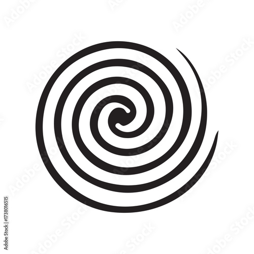 Abstract spiral vortex icon with tapered swirl lines, minimal logo