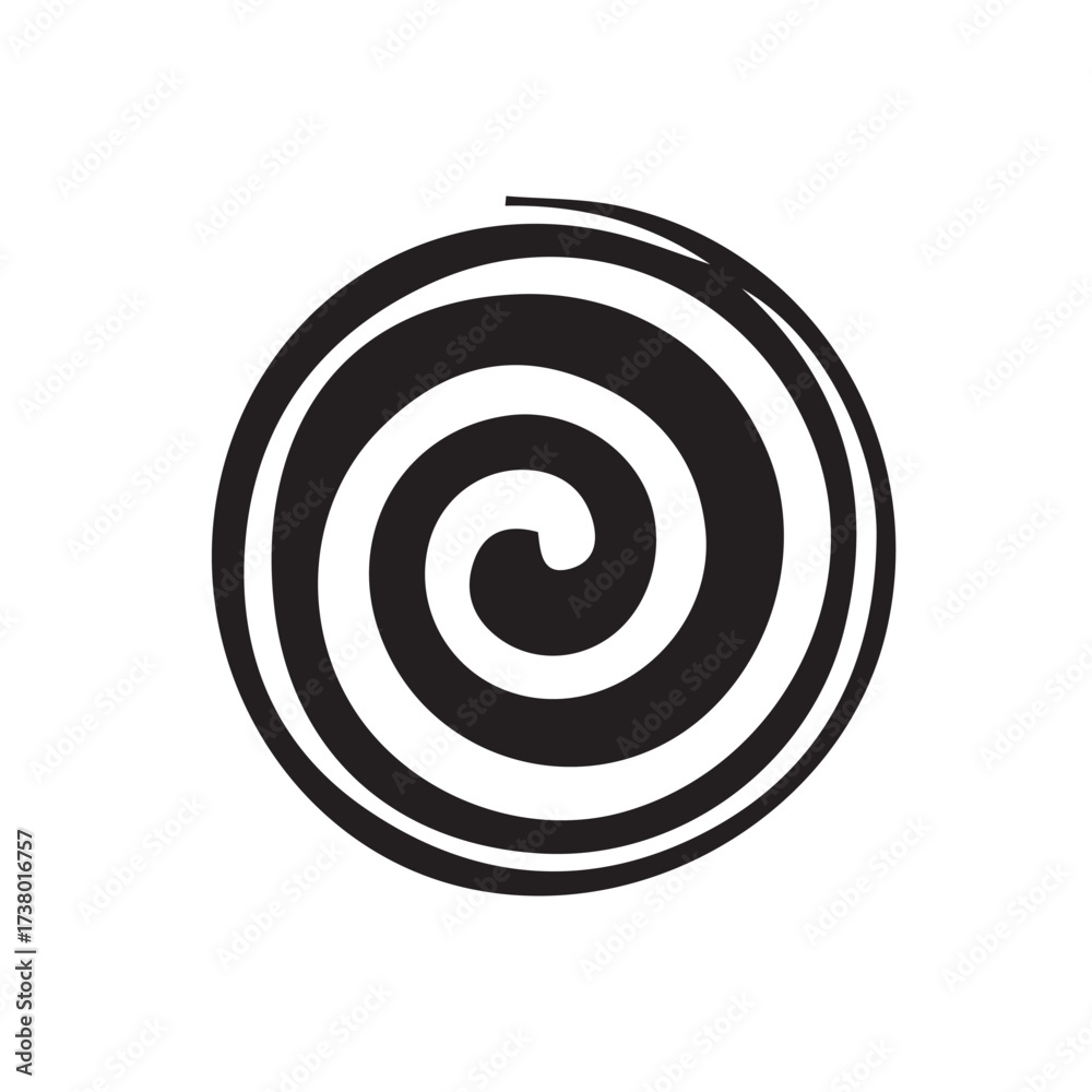 Naklejka premium Abstract spiral vortex icon with double outer rings, minimal emblem