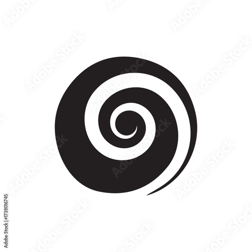 Abstract spiral vortex icon with rounded blob silhouette, minimal logo