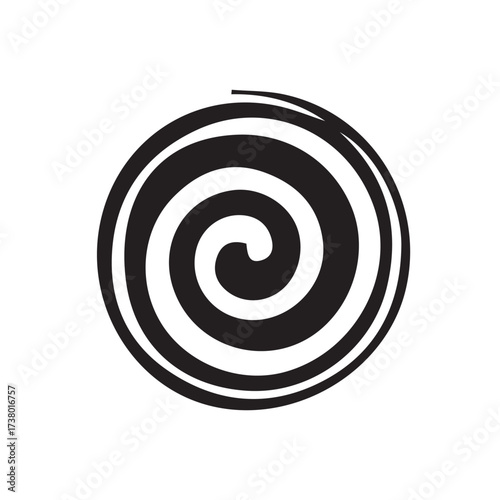 Abstract spiral vortex icon with double outer rings, minimal emblem