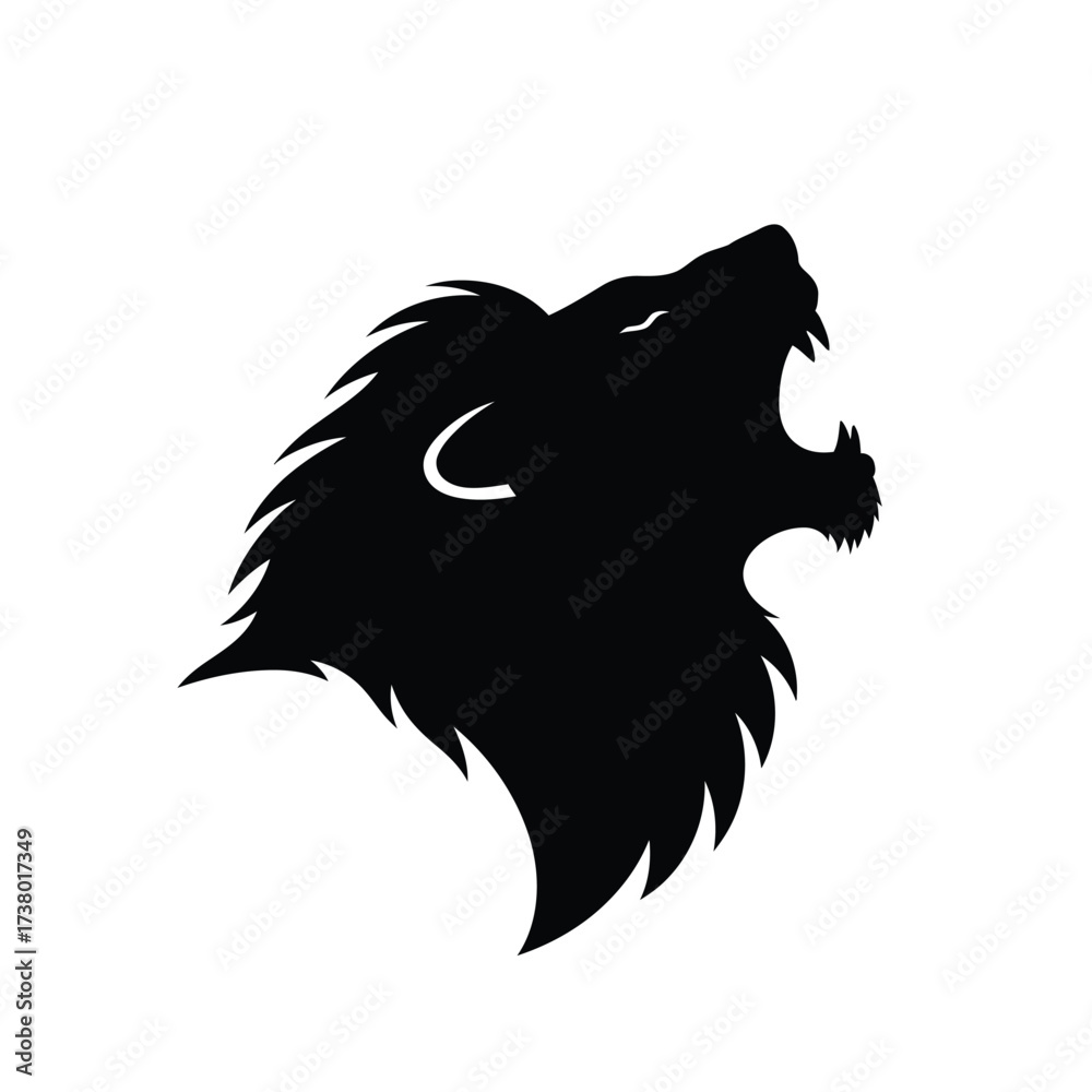 Obraz premium Roaring Lion Head Silhouette animal wild cat predator mammal mane feline wildlife africa zoo nature illustration design symbol graphic