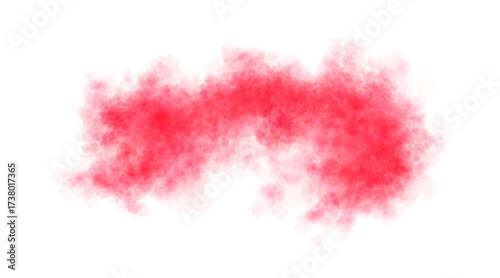 Bright red smoke cloud with fiery texture isolated on transparent background resembling wave shape for abstract effect