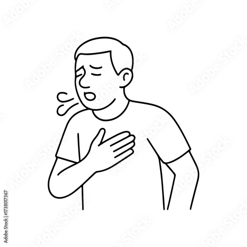 line icon person is short of breath vector on a white background
Vector line icon on a white background