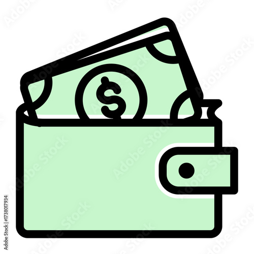 Wallet icon representing wallet, purse, billfold, pocketbook, and pouch from the Corporate Icon Collection (Glyph Color Lineal Style)
