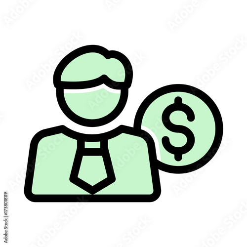 Businessman icon representing entrepreneur, executive, manager, professional, and leader from the Corporate Icon Collection (Glyph Color Lineal Style)