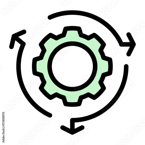Cogwheel icon representing gear, sprocket, mechanism, machinery, and wheel from the Corporate Icon Collection (Glyph Color Lineal Style)