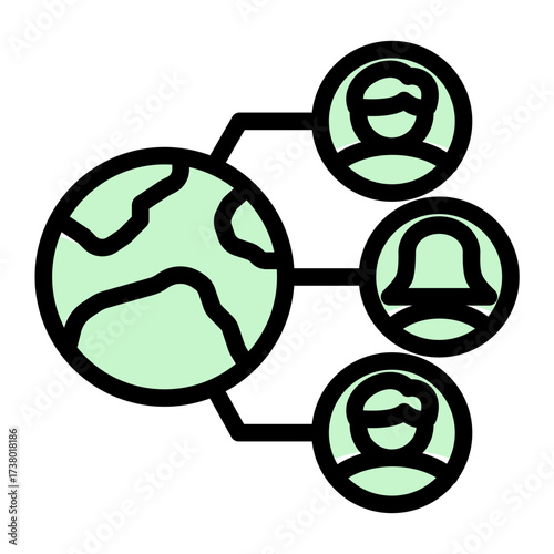 International business icon representing globalization, trade, commerce, enterprise, and multinational from the Corporate Icon Collection (Glyph Color Lineal Style)