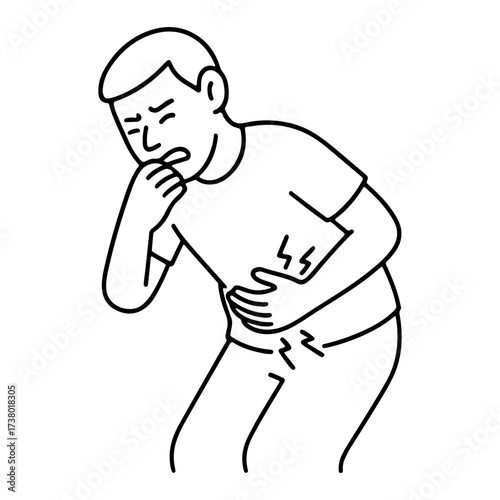 line icon person has a stomach ache vector on a white background
Vector line icon on a white background
