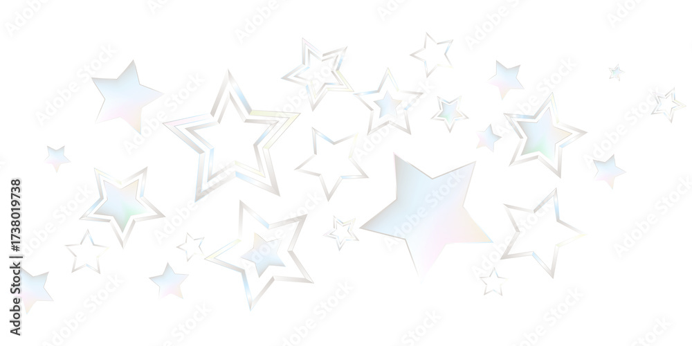 Obraz premium Iridescent stars decoration isolated on transparent background