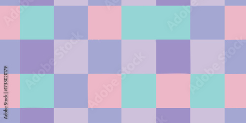 Pastel Plaid Pattern A Gentle Checkered Design in Soft Hues of Purple, Pink, and Teal