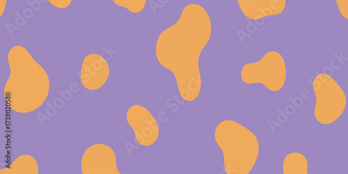 Abstract Seamless Pattern with Organic Shapes in Pastel Lavender and Amber Yellow