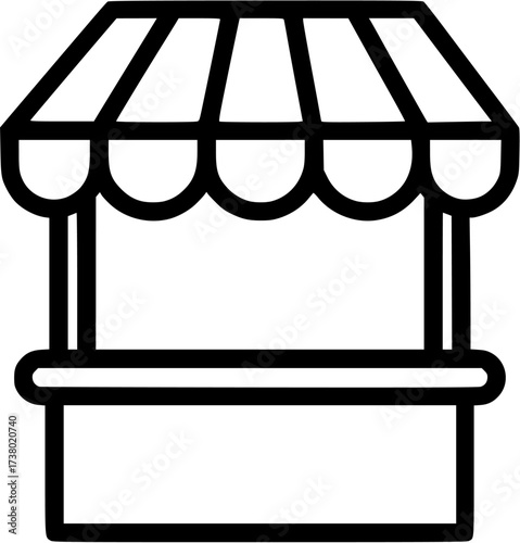 Isolated vector outline illustration of a market stall shop kiosk stand booth icon design
