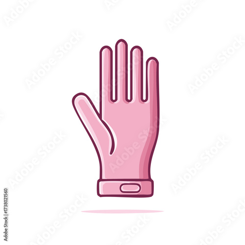 Pink protective rubber glove vector illustration for cleaning and hygiene