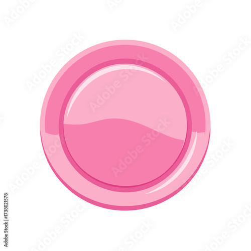 Bright Pink Round Plate with Subtle Highlights and Shadow Reflections